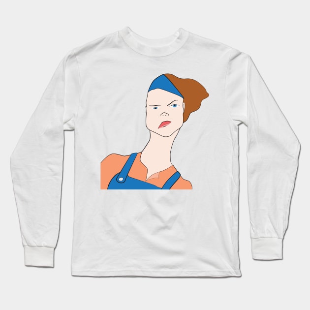 Curious girl in a jumpsuit Long Sleeve T-Shirt by diplikaya